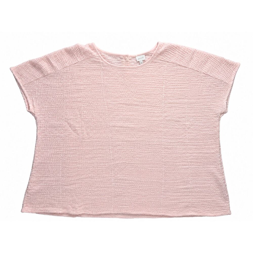 Pure Jill J.Jill Pink Textured Embroidered Cotton Top Women S Oversized Boxy